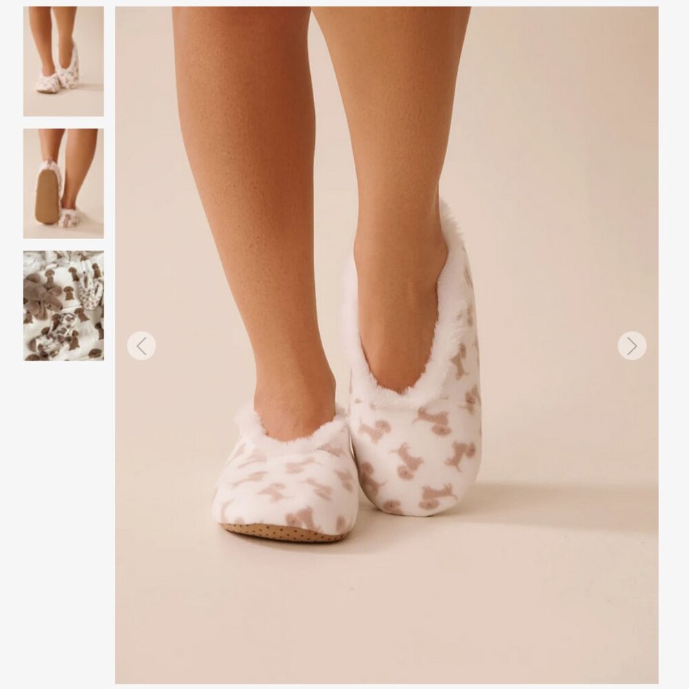 La Vie En Rose | Cozy Dachshund Print Slipper Socks - Size S